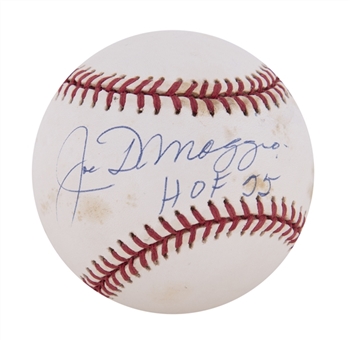 Joe DiMaggio Signed & "HOF 55" Inscribed OAL Budig Baseball (JSA & PSA/DNA)